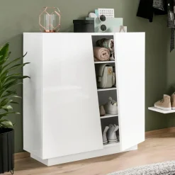 Viadurini Living Schuhschrank-2-türiger Schuhschrank aus nachhaltigem Melaminholz in Weiß oder Schiefer - Joris