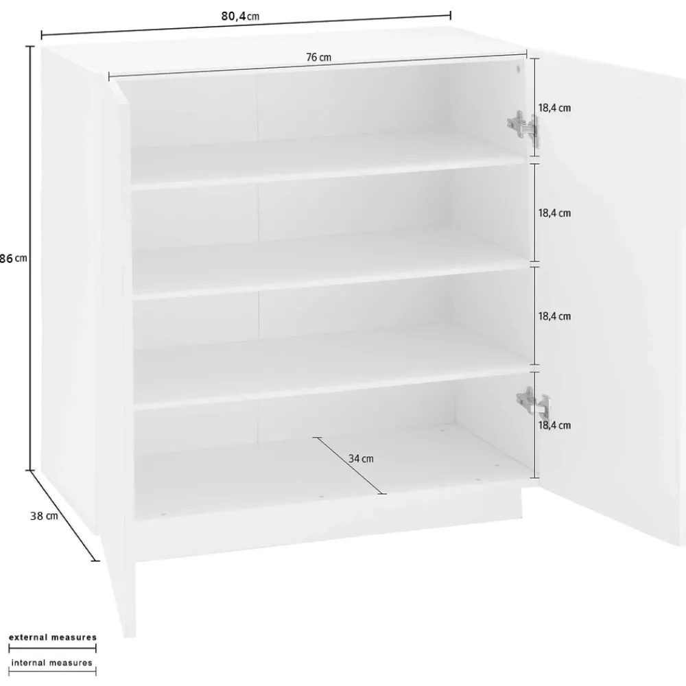 Viadurini Living Schuhschrank-2-türiger Schuhschrank aus nachhaltigem Melaminholz in Weiß oder Schiefer - Joris