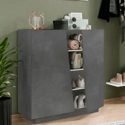 Viadurini Living Schuhschrank-2-türiger Schuhschrank aus nachhaltigem Melaminholz in Weiß oder Schiefer - Joris