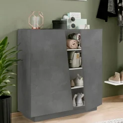 Viadurini Living Schuhschrank-2-türiger Schuhschrank aus nachhaltigem Melaminholz in Weiß oder Schiefer - Joris