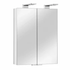 Viadurini Bathroom Badspiegel-2-türiger Spiegel mit silbernem Aluminiumbehälter und Chromdetails - Maxi
