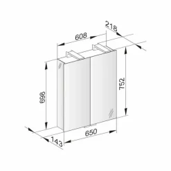 Viadurini Bathroom Badspiegel-2-türiger Spiegel mit silbernem Aluminiumbehälter und Chromdetails - Maxi