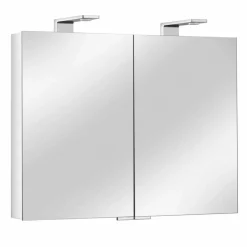 Viadurini Bathroom Badspiegel-2-türiger Spiegel mit silbernem Aluminiumbehälter und Chromdetails - Maxi