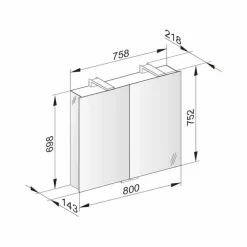 Viadurini Bathroom Badspiegel-2-türiger Spiegel mit silbernem Aluminiumbehälter und Chromdetails - Maxi