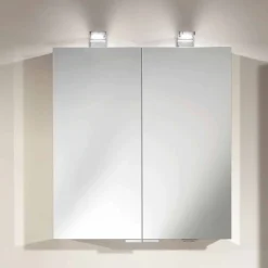 Viadurini Bathroom Badspiegel-2-türiger Spiegel mit silbernem Aluminiumbehälter und Chromdetails - Maxi