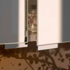 Viadurini Bathroom Badspiegel-2-türiger Spiegel mit silbernem Aluminiumbehälter und Chromdetails - Maxi