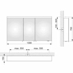 Viadurini Bathroom Badspiegel-3-türiger Wandspeicherspiegel aus silber lackiertem Aluminium - Alfio