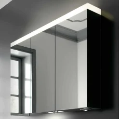 Viadurini Bathroom Badspiegel-3-türiger Wandspeicherspiegel aus silber lackiertem Aluminium - Alfio