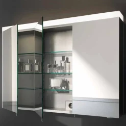 Viadurini Bathroom Badspiegel-3-türiger Wandspeicherspiegel aus silber lackiertem Aluminium - Alfio