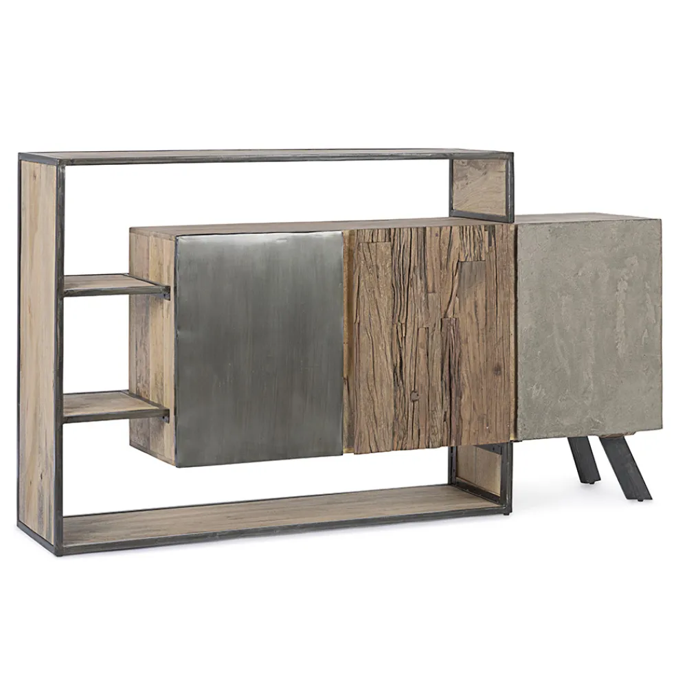 Viadurini Living Sideboards-3-Türiges Sideboard aus Mangoholz und Stahl Homemotion - Signorino
