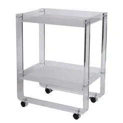 Viadurini Living Küchenzubehör-Trolley 2 Regale aus transparentem Acryl mit Rollen und Tablett - Alonso