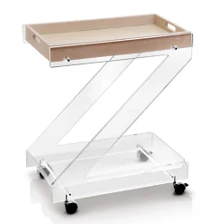 Viadurini Living Küchenzubehör-Trolley 2 Regale aus transparentem Acrylglas mit Tablett - Zazza