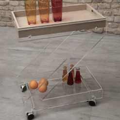 Viadurini Living Küchenzubehör-Trolley 2 Regale aus transparentem Acrylglas mit Tablett - Zazza