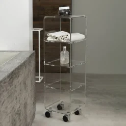 Viadurini Living Küchenzubehör-Trolley-Säule aus transparentem Acrylkristall 1 oder 3 Regale - Minervo