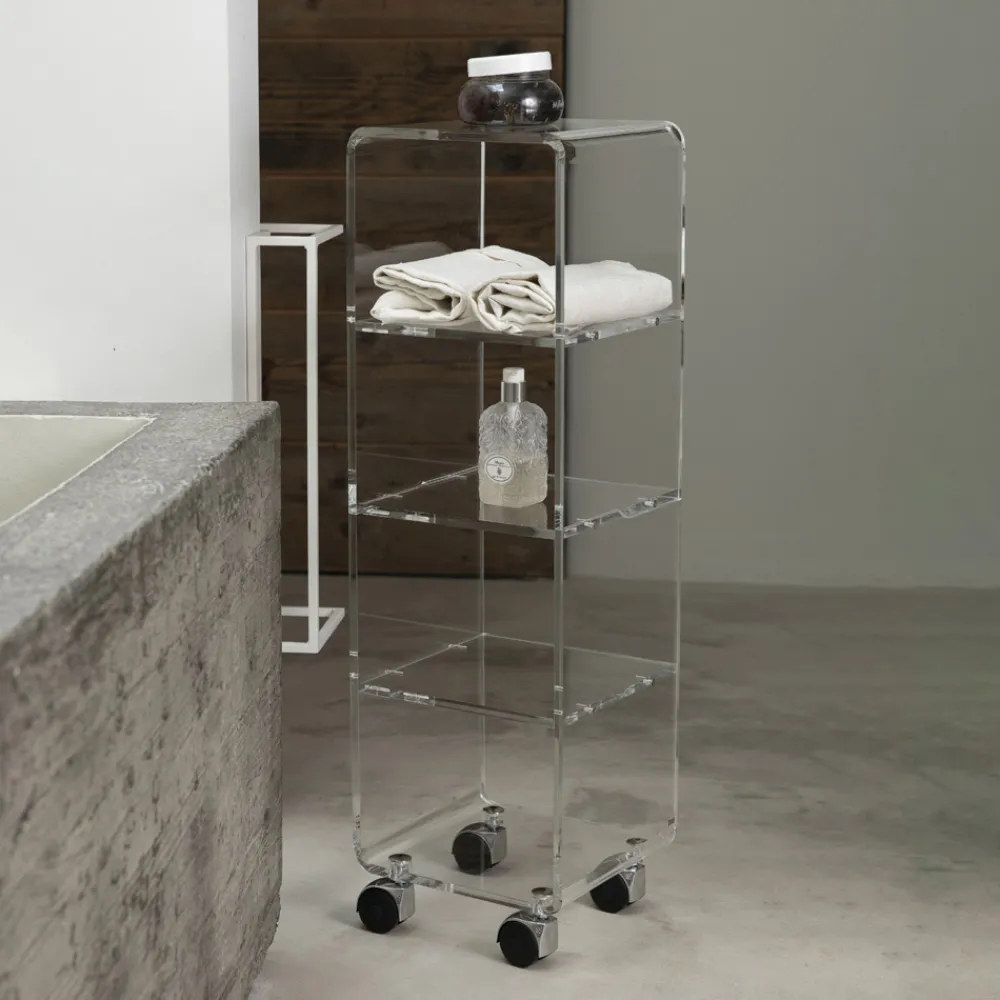 Viadurini Living Küchenzubehör-Trolley-Säule aus transparentem Acrylkristall 1 oder 3 Regale - Minervo