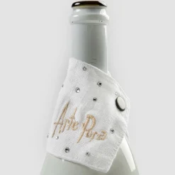 Viadurini Textile Küchenzubehör-Tropfer aus weißem oder schwarzem Leinen mit Stickerei und Kristallen 2 Stück - Salvino