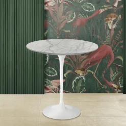 Viadurini Living Moderne Couchtische|Tulip Tische-Tulip Eero Saarinen H 52 Couchtisch aus Carrara-Marmor Statuarietto, hergestellt in Italien – Scarlet