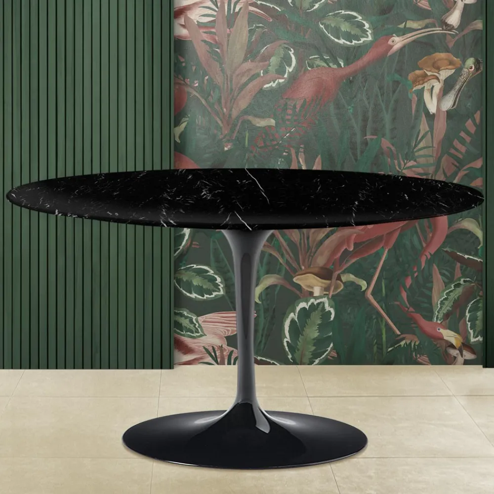 Viadurini Living Moderne Couchtische|Tulip Tische-Tulip Eero Saarinen H 41 Couchtisch aus schwarzem Marquinia-Marmor, hergestellt in Italien – Scarlet