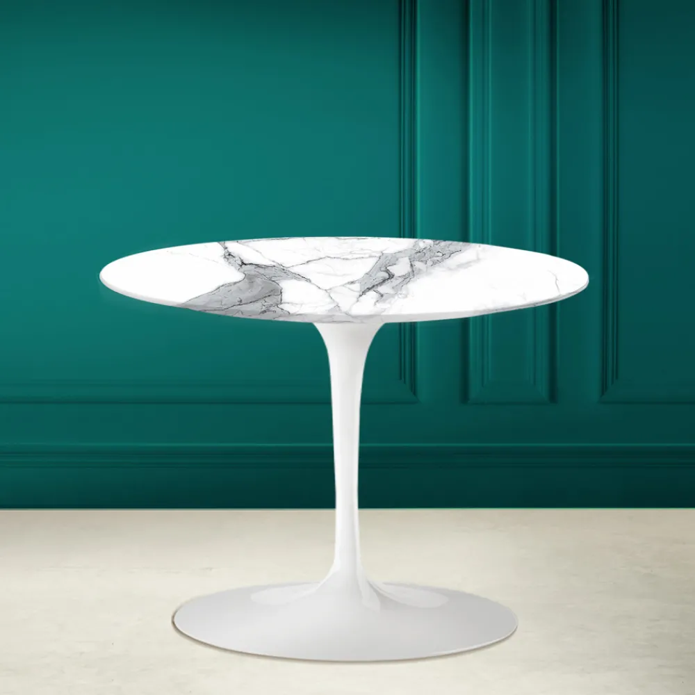 Viadurini Living Moderne Couchtische|Tulip Tische-Tulip Eero Saarinen H 41 Couchtisch aus Keramikstatuen Altissimo, hergestellt in Italien – Scarlet