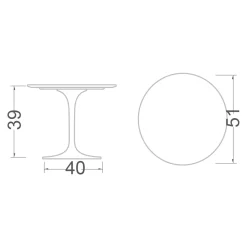 Viadurini Living Moderne Couchtische|Tulip Tische-Tulip Eero Saarinen H 39 Couchtisch mit weißer Flüssiglaminatplatte, hergestellt in Italien – Scarlet