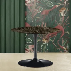 Viadurini Living Moderne Couchtische|Tulip Tische-Tulip Eero Saarinen H 39 Couchtisch mit ovaler Platte aus dunklem Emperador-Marmor – Scarlet