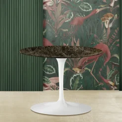 Viadurini Living Moderne Couchtische|Tulip Tische-Tulip Eero Saarinen H 39 Couchtisch mit ovaler Platte aus dunklem Emperador-Marmor – Scarlet