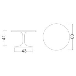 Viadurini Living Moderne Couchtische|Tulip Tische-Tulip Eero Saarinen H 41 Couchtisch aus Keramik Noir Desire Made in Italy – Scarlet