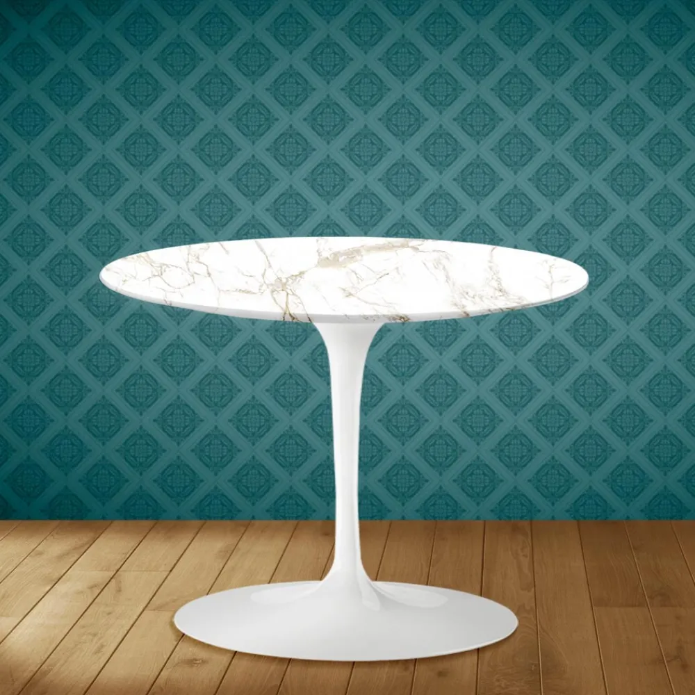 Viadurini Living Moderne Couchtische|Tulip Tische-Tulip Eero Saarinen H 41 Couchtisch aus Entzo-Keramik, hergestellt in Italien – Scarlet