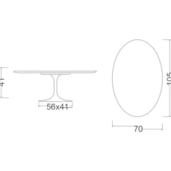 Viadurini Living Moderne Couchtische|Tulip Tische-Tulip Eero Saarinen H 41 Ovaler Couchtisch mit schwarzer Flüssiglaminatplatte – Scarlet