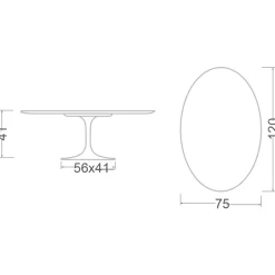 Viadurini Living Moderne Couchtische|Tulip Tische-Tulip Eero Saarinen H 41 Ovaler Couchtisch mit schwarzer Flüssiglaminatplatte – Scarlet
