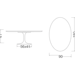 Viadurini Living Moderne Couchtische|Tulip Tische-Tulip Eero Saarinen H 41 Ovaler Couchtisch mit schwarzer Flüssiglaminatplatte – Scarlet