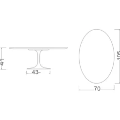 Viadurini Living Moderne Couchtische|Tulip Tische-Tulip Eero Saarinen H 41 Ovaler Couchtisch aus Diamantcreme-Keramik, hergestellt in Italien – Scarlet