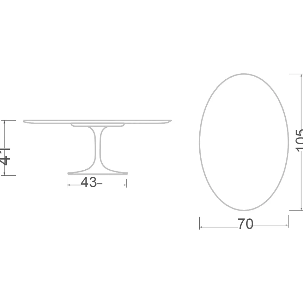 Viadurini Living Moderne Couchtische|Tulip Tische-Tulip Eero Saarinen H 41 Ovaler Couchtisch aus Diamantcreme-Keramik, hergestellt in Italien – Scarlet
