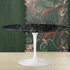 Viadurini Living Moderne Couchtische|Tulip Tische-Tulip Eero Saarinen H 41 Ovaler Couchtisch mit grüner Alpen-Marmorplatte, hergestellt in Italien – Scarlet