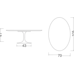 Viadurini Living Moderne Couchtische|Tulip Tische-Tulip Eero Saarinen H 41 Ovaler Couchtisch mit grüner Alpen-Marmorplatte, hergestellt in Italien – Scarlet