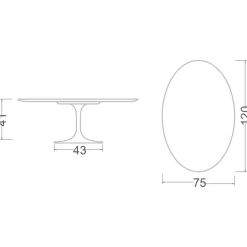 Viadurini Living Moderne Couchtische|Tulip Tische-Tulip Eero Saarinen H 41 Ovaler Couchtisch mit grüner Alpen-Marmorplatte, hergestellt in Italien – Scarlet