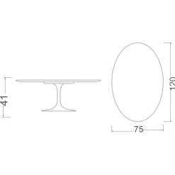 Viadurini Living Moderne Couchtische|Tulip Tische-Tulip Eero Saarinen H 41 Ovaler Couchtisch aus Morpheus-Keramik, hergestellt in Italien – Scarlet