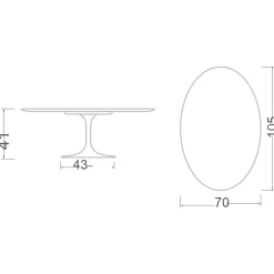 Viadurini Living Moderne Couchtische|Tulip Tische-Tulip Eero Saarinen H 41 Ovaler Couchtisch aus Keramik, Steingrau, hergestellt in Italien – Scarlet