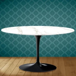 Viadurini Living Tulip Tische|Moderne Couchtische-Tulip Eero Saarinen H 41 Ovaler Couchtisch aus Entzo-Keramik, hergestellt in Italien – Scarlet