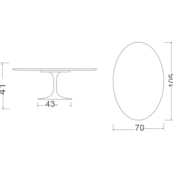 Viadurini Living Moderne Couchtische|Tulip Tische-Tulip Eero Saarinen H 41 Ovaler Couchtisch aus Sirius-Keramik, hergestellt in Italien – Scarlet