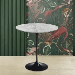 Viadurini Living Moderne Couchtische|Tulip Tische-Tulip Eero Saarinen H 52 Runder Couchtisch aus Arabeskenmarmor, hergestellt in Italien – Scarlet
