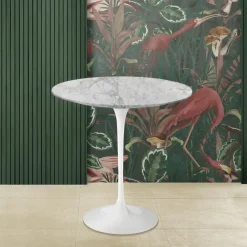 Viadurini Living Moderne Couchtische|Tulip Tische-Tulip Eero Saarinen H 52 Runder Couchtisch aus Arabeskenmarmor, hergestellt in Italien – Scarlet