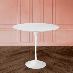Viadurini Living Moderne Couchtische|Tulip Tische-Tulip Saarinen Couchtisch H 52 mit ovaler Platte aus weißem Flüssiglaminat, hergestellt in Italien – Scarlet