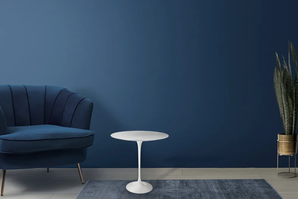 Viadurini Living Moderne Couchtische|Tulip Tische-Tulip Saarinen Couchtisch H 52 mit ovaler Platte aus weißem Flüssiglaminat, hergestellt in Italien – Scarlet