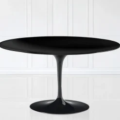 Viadurini Living Moderne Couchtische|Tulip Tische-Tulip Saarinen Couchtisch H 41 mit ovaler Platte aus schwarzem Flüssiglaminat, hergestellt in Italien – Scarlet