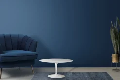 Viadurini Living Moderne Couchtische|Tulip Tische-Tulip Saarinen Couchtisch mit ovaler Platte aus weißem Flüssiglaminat H 41, hergestellt in Italien – Scarlet