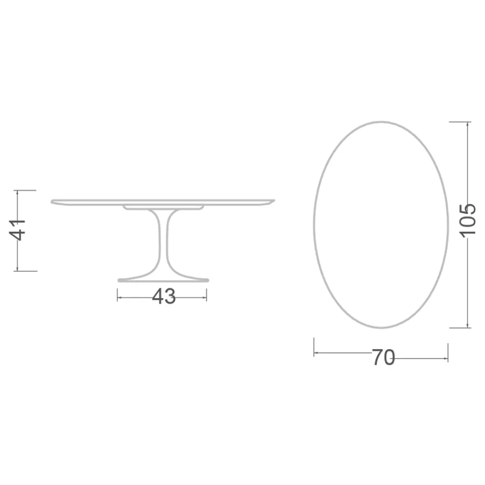 Viadurini Living Moderne Couchtische|Tulip Tische-Tulip Saarinen Couchtisch mit ovaler Platte aus weißem Flüssiglaminat H 41, hergestellt in Italien – Scarlet