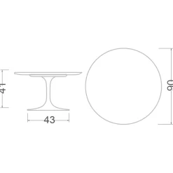 Viadurini Living Moderne Couchtische|Tulip Tische-Tulip Saarinen Couchtisch H 41 mit weißer Flüssiglaminatplatte, hergestellt in Italien – Scarlet