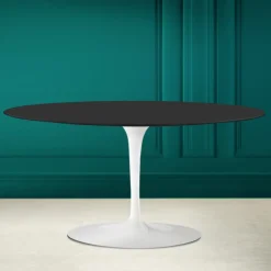 Viadurini Living Moderne Couchtische|Tulip Tische-Tulip Saarinen H 41 Ovaler Couchtisch aus weicher schwarzer Keramik, hergestellt in Italien – Scarlet