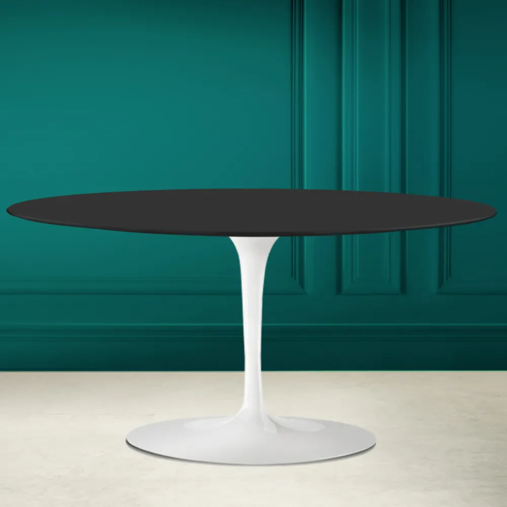 Viadurini Living Moderne Couchtische|Tulip Tische-Tulip Saarinen H 41 Ovaler Couchtisch aus weicher schwarzer Keramik, hergestellt in Italien – Scarlet